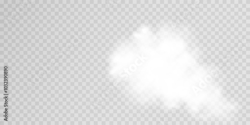 Fog or smoke isolated transparent special effect. Set White vector cloudiness, mist or smog background. Vector illustration.