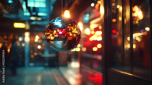 Disco Ball Reflecting Lights in a Party Atmosphere - Nightlife, Urban, Club, Entertainment, Dance