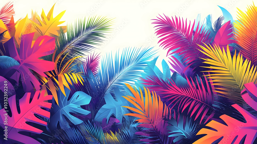 Tropical Palm Leaves Abstract Background Animation in Vibrant Colors Tropical Palm Leaves Abstract Background Animation in Vibrant Colors