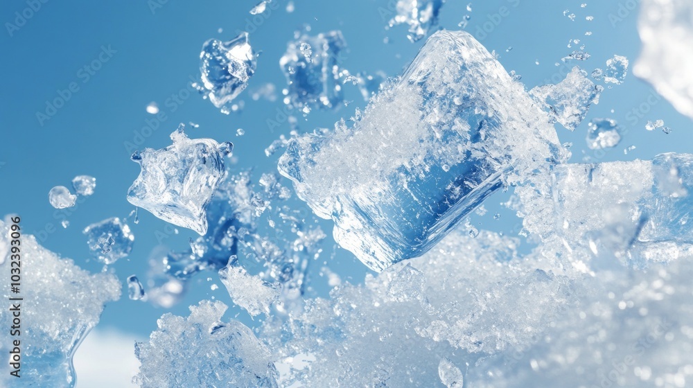 Obraz premium flying ice with copy space