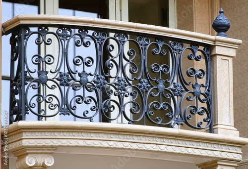 Balustrade and RailingIntricate ironwork and stone detailing of
