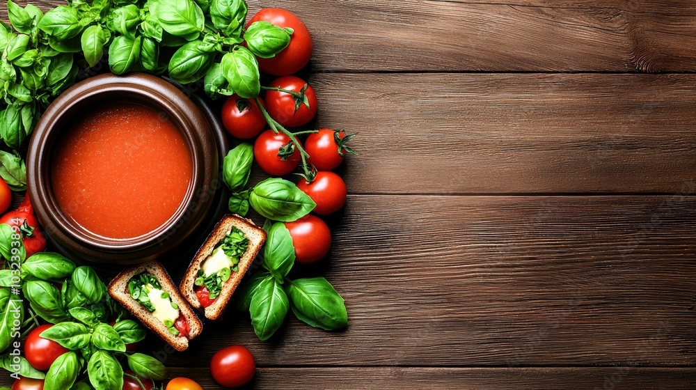 Fresh Tomato Soup with Basil and Crusty Bread Fresh Tomato Soup with Basil and Crusty Bread