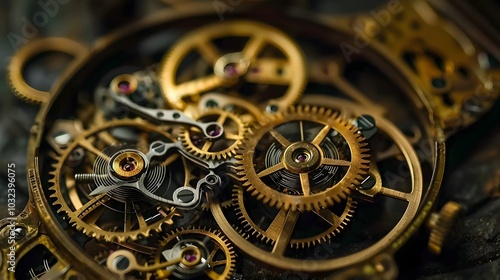 Intricate dismantled mechanical watch with detailed gears and springs on dark background, symbolizing precision and complexity in teardown analysis.