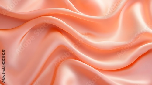 Soft pink satin fabric with smooth waves and flowing curves, perfect for luxury backdrop or wallpaper