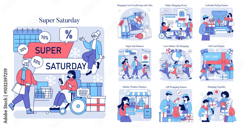 Fototapeta premium Super Saturday. Flat Vector Illustration