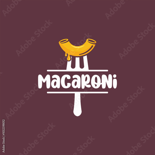 macaroni on fork food logo template