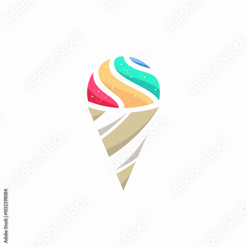 colorful ice cream logo with cone