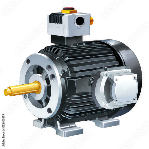 Electric motor, white isolate background photo