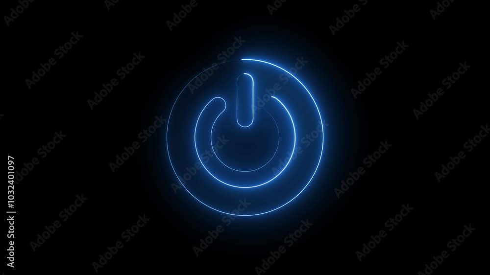 Glowing neon line Power button icon isolated on black background. Neon glowing power button icon animation on isolated black background, power off and on button, alpha channel. Glowing neon line Power button icon isolated on black background. Neon glowing power button icon animation on isolated black background, power off and on button, alpha channel.