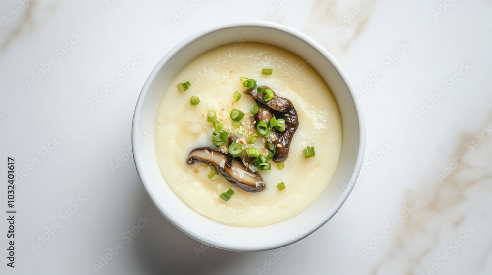 Creamy Mushroom Soup with Chives and Garnish Creamy Mushroom Soup with Chives and Garnish