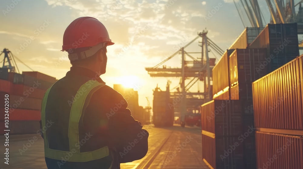 Engineers are overseeing the transportation of cargo with containers, Container in export and import business and logistics Engineers are overseeing the transportation of cargo with containers, Container in export and import business and logistics