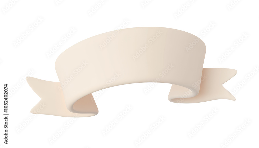 beige banner ribbon 3d render icon isolated on transparent background cutout beige banner ribbon 3d render icon isolated on transparent background cutout