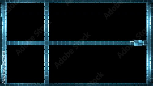 Webcam borders. Frame for live streaming. Animated rotating cubes Overlay for Streaming Streamers or Gamers with alpha channel.