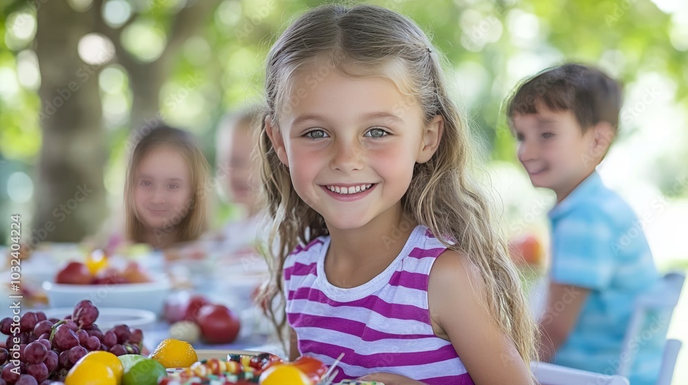 Happy Girl at a Picnic.