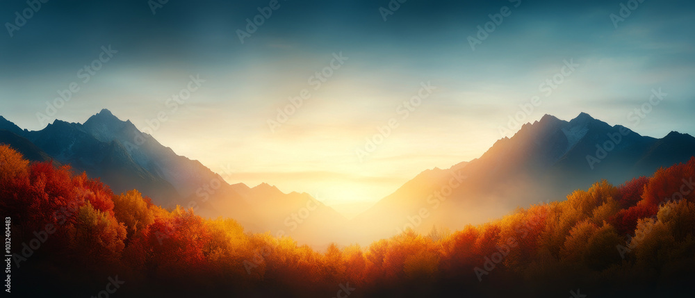 Dramatic Sunset Colors Illuminating Mountain Range Dramatic Sunset Colors Illuminating Mountain Range