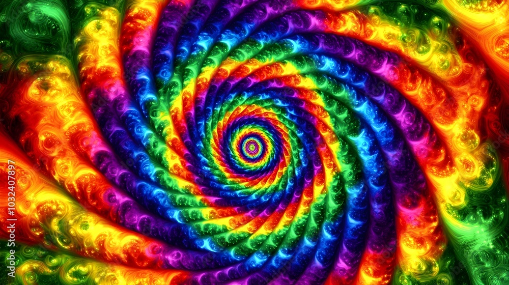 Captivating image featuring a dynamic spiral pattern composed of vibrant rainbow colors resulting in a mesmerizing and hypnotic visual effect that captivates the senses and sparks the imagination Captivating image featuring a dynamic spiral pattern composed of vibrant rainbow colors resulting in a mesmerizing and hypnotic visual effect that captivates the senses and sparks the imagination