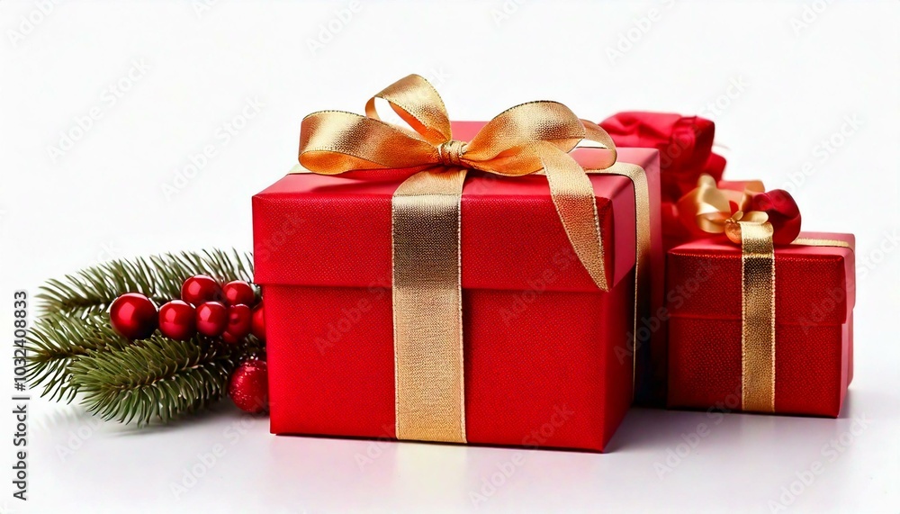 Beautifully Decorated Red Christmas Presents with Ribbons