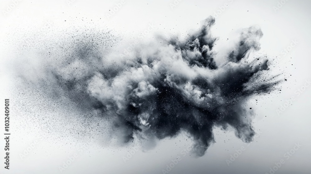 Black white photograph cloud smoke dust appears to Isolated modern Black white photograph cloud smoke dust appears to Isolated modern