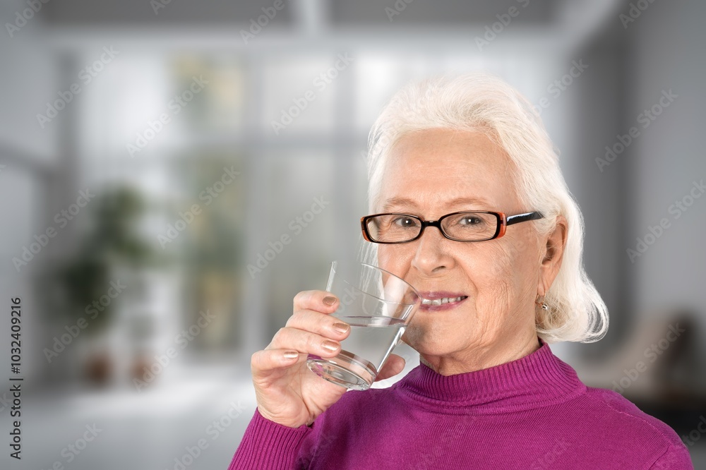 Photo of pretty old woman in living room indoor Photo of pretty old woman in living room indoor