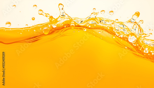 Close up bright orange juice splash texture for health and nature waves, Beautiful waves curve and little bubbles smooth for garphic design and background photo