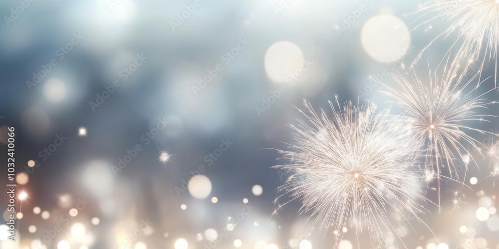 Close-up fireworks display background blurred but it appears Silver and white Close-up fireworks display background blurred but it appears Silver and white