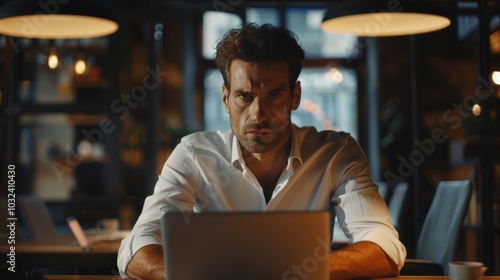 Businessman in Modern Boardroom