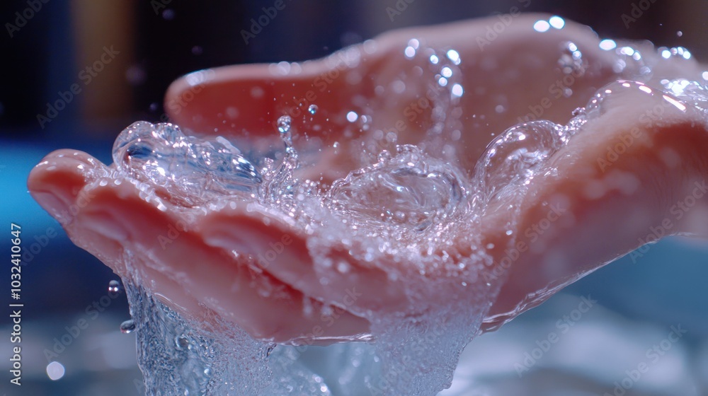 Close-up of Hands Catching Water with Bubbles Close-up of Hands Catching Water with Bubbles