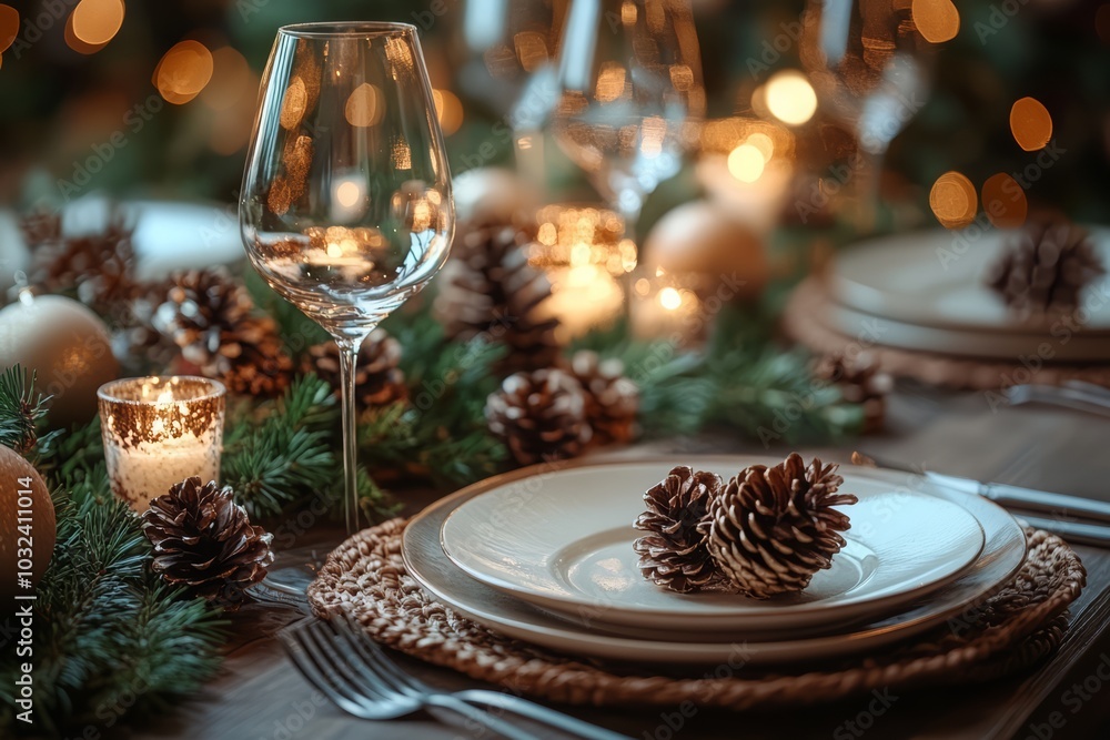 Serving a festive table before Christmas, AI generated Serving a festive table before Christmas, AI generated