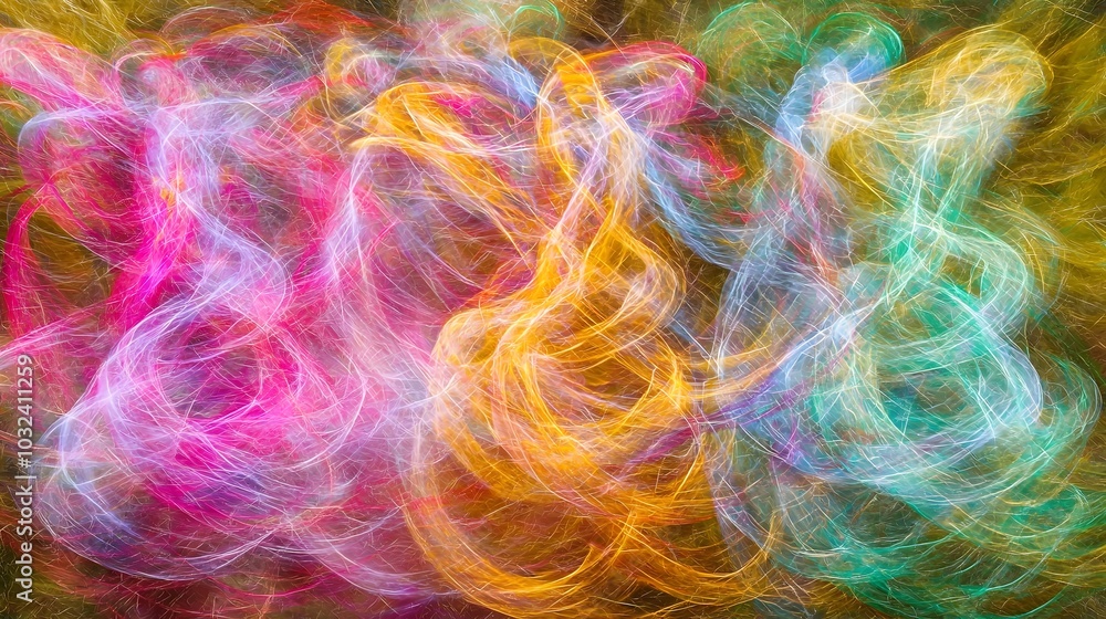 Fototapeta premium Glowing neon colors swirl and flow in an abstract dynamic display of interlocking lines that convey a sense of speed and movement across the frame