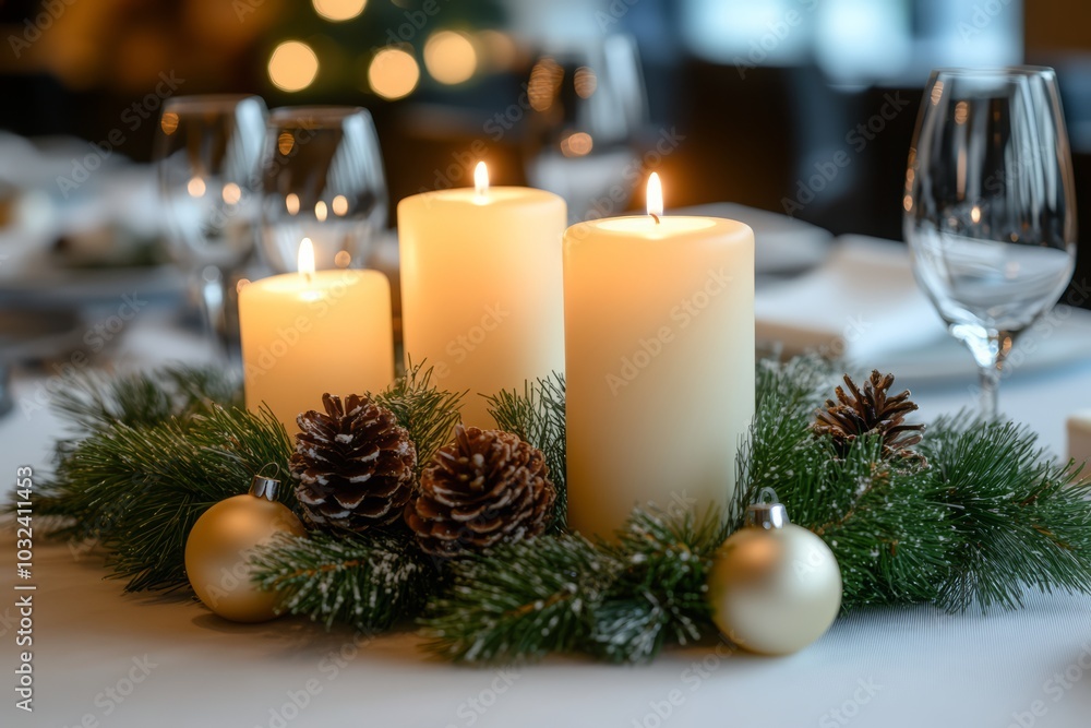 Serving a festive table before Christmas, AI generated Serving a festive table before Christmas, AI generated