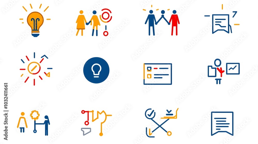 Fototapeta premium Elegant thin line icons representing the concepts of business networking team building community and connection Suitable for organizational and company use in digital and print media