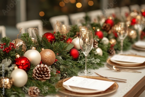 Serving a festive table before Christmas, AI generated