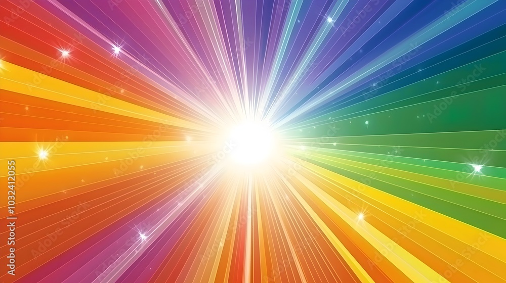 Vibrant rainbow colors radiating outward from a central point symbolizing the expansion and flourishing of creative ideas and imagination Vibrant rainbow colors radiating outward from a central point symbolizing the expansion and flourishing of creative ideas and imagination