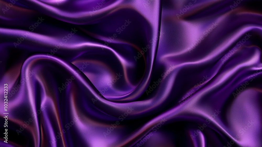 Obraz premium Purple satin backdrop with smooth, flowing curves and a luxurious, silky texture