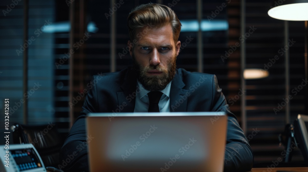 Businessman in Modern Boardroom Businessman in Modern Boardroom