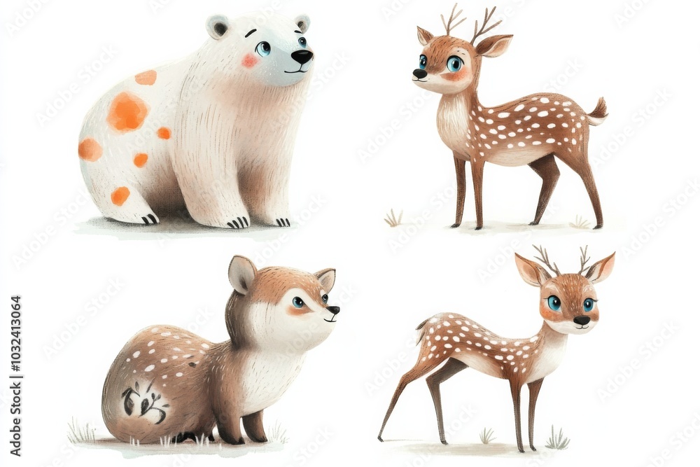 Collection four illustrations different animals top left there Safari Animal set bear Collection four illustrations different animals top left there Safari Animal set bear