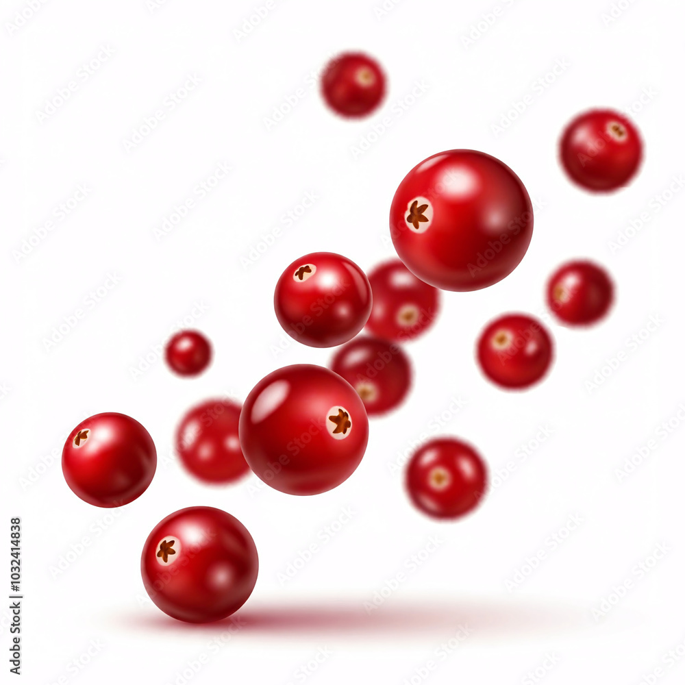 red cranberries falling on white background red cranberries falling on white background