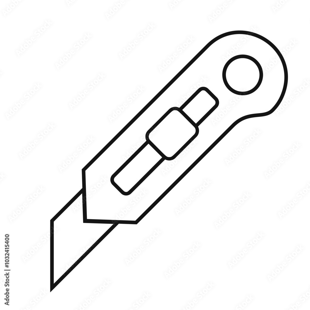 Utility knife vector line icon