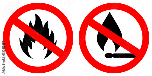 No fire vector sign, flame forbidden symbol