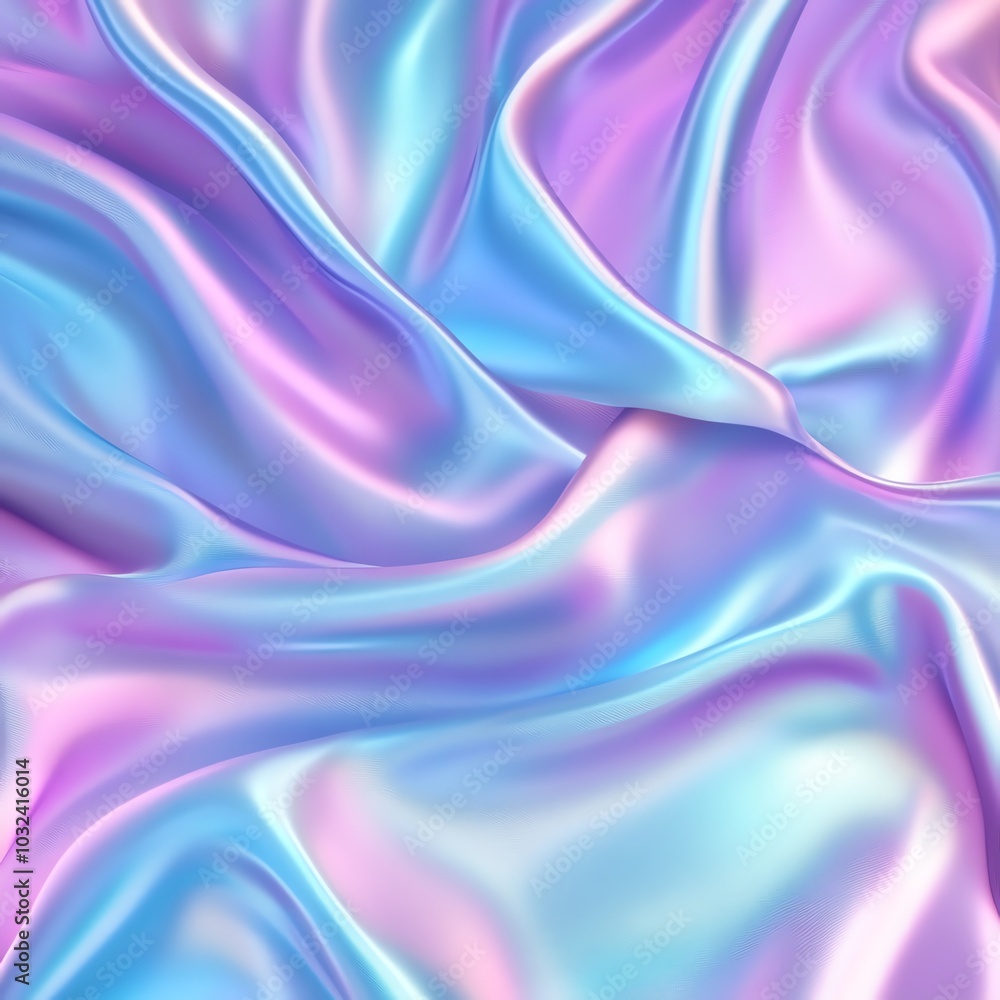 Obraz premium colorful Soft blue satin fabric with flowing waves, smooth texture, and subtle pattern, ideal for wallpaper, curtains, or backdrop design