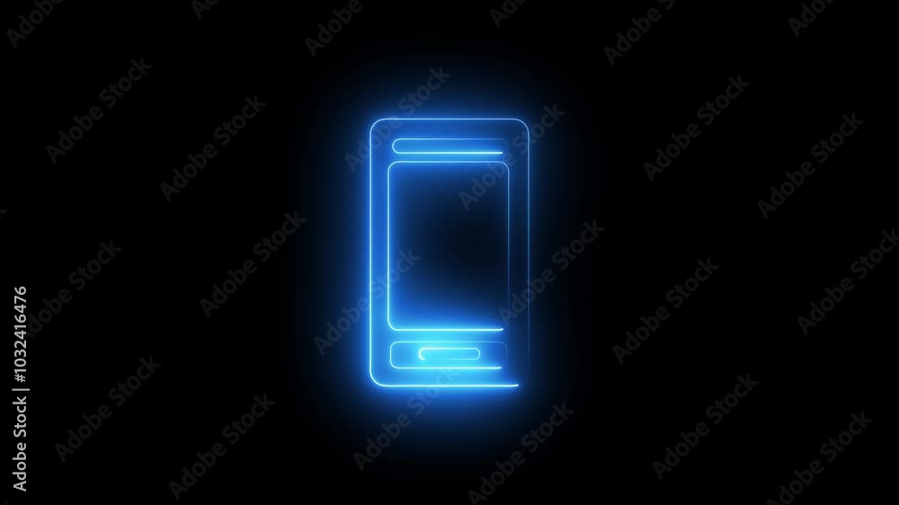 Glowing neon line Smartphone, mobile phone icon. Neon rectangle type mobile frame loop animation. Glowing neon line Smartphone, mobile phone icon. Neon rectangle type mobile frame loop animation.
