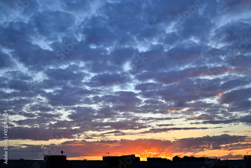 clouds in the sky at sunset, background or image for large format printing, or photo wallpaper