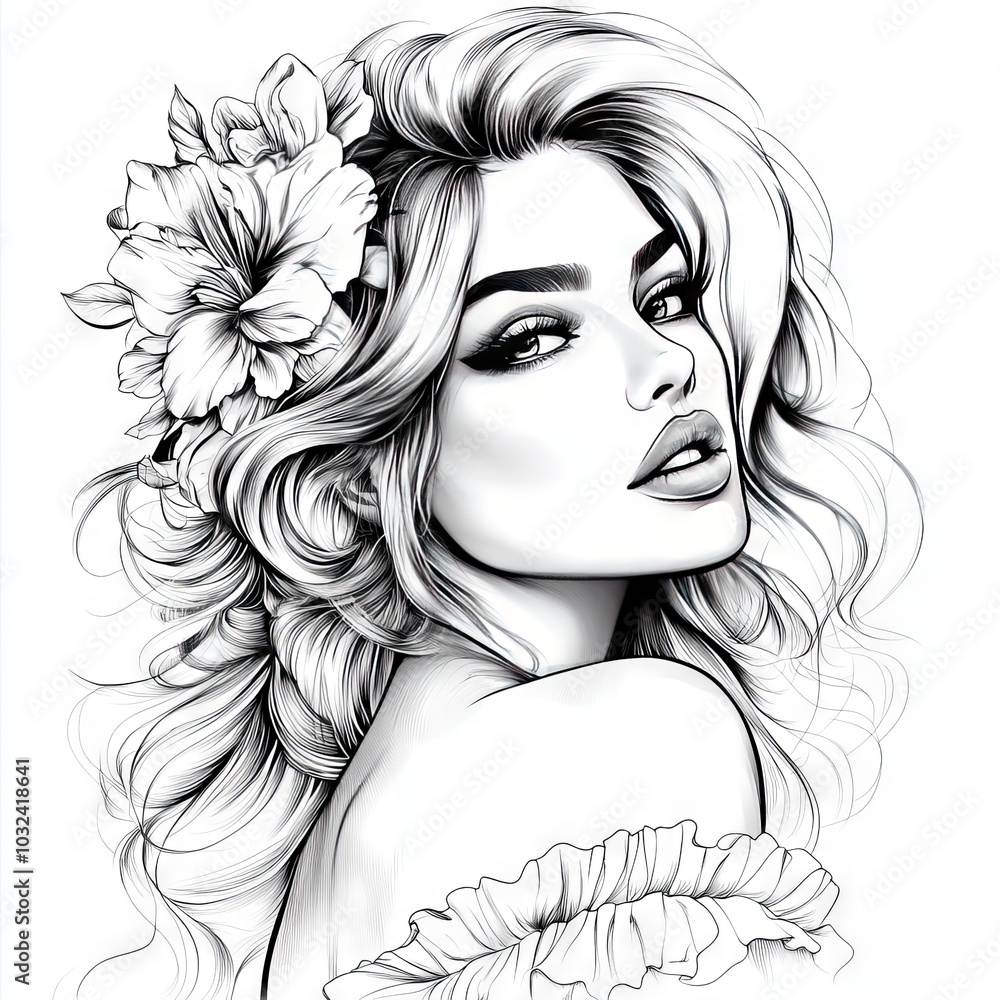 Beautiful woman with flower in her hair Beautiful woman with flower in her hair