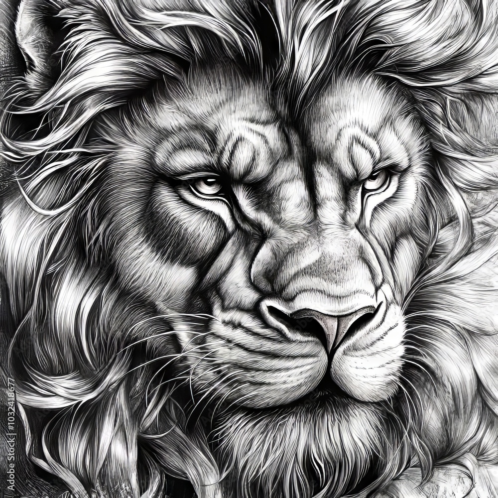 Close-up portrait of a lion's face. Close-up portrait of a lion's face.