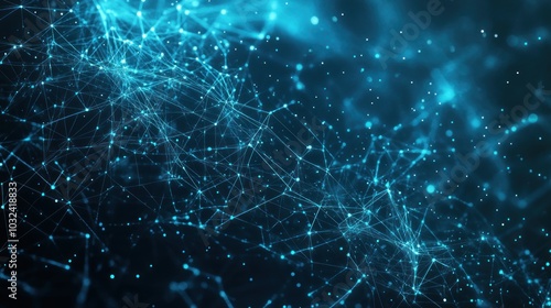 Abstract digital network illustration with glowing nodes and connections.