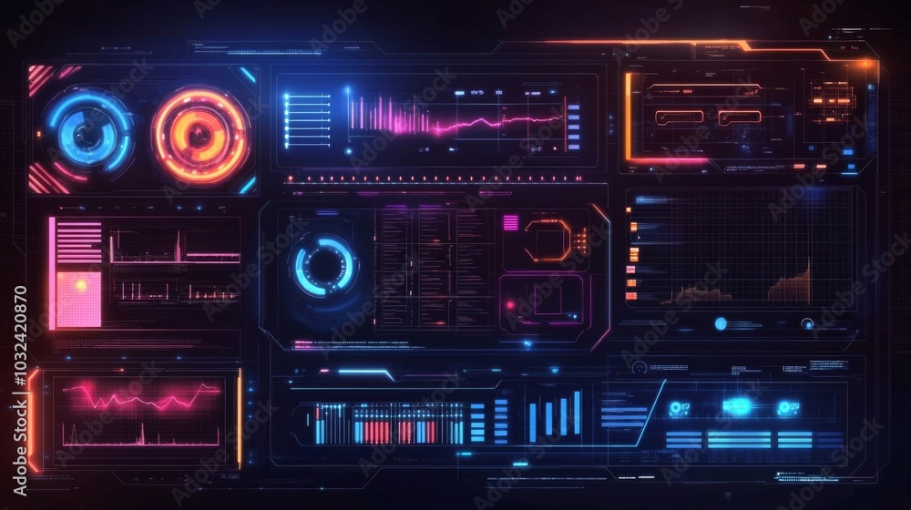 Obraz premium Digital interface futuristic design It has dark background Abstract technology ui