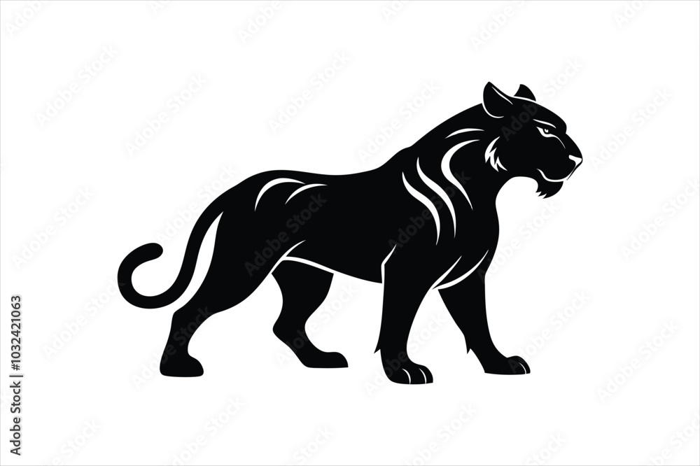 Obraz premium Tiger animal silhouette black vector artwork illustration.