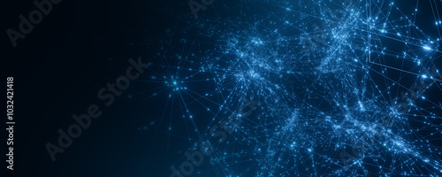 Abstract digital network connections background in blue