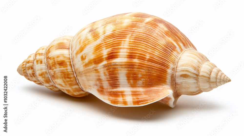 Seashell Spiral: A Detailed Close-up of a Striped Seashell Seashell Spiral: A Detailed Close-up of a Striped Seashell