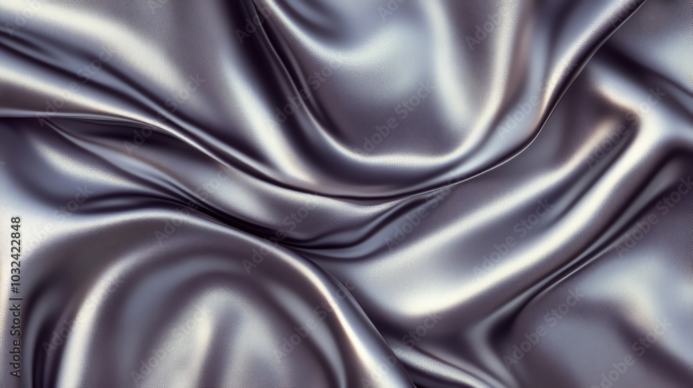 Obraz premium Black satin fabric with smooth, soft, shiny texture, ideal for luxury fashion, decoration, or backdrop